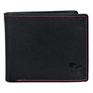 Men's Wallet in Full Grain Leather, Black, Bi-Fold, 3 Card Slots with Coin Pocket, RFID Protected (Blocking) | Clover