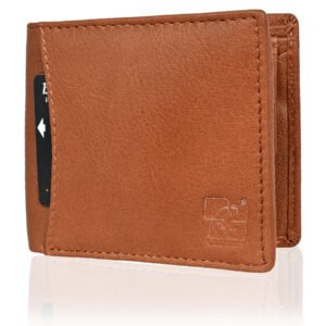 Men's Wallet, Full Grain Leather, Bi-Fold, 8 Card Slots with Coin Pocket, RFID Protected | Clover