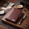 Men’s Wallet, Full Grain Leather, Note Case, 10 Card Slots with Passport Pocket, RFID Protected | Clover