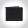 Men’s Wallet in Full Grain Leather, Black, Bi-Fold, 3 Card Slots with Coin Pockets, RFID Protected (Blocking) | Clover
