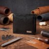 Men’s Wallet, Full Grain Leather, Bi-Fold, 3 Card Slots with Coin Pocket, RFID Protected | Clover