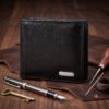 Men’s Wallet, Full Grain Leather, Bi-Fold, 6 Card Slots with Coin Pocket, 2 Outer Card Pocket, RFID Protected | Clover