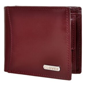 Men's Wallet, Full Grain Leather, Bi-Fold, 6 Card Slots with Coin Pocket, 2 Outer Card Pocket, RFID Protected | Clover