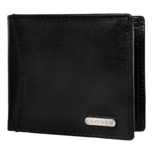 Men's Wallet, Full Grain Leather, Bi-Fold, 6 Card Slots with Coin Pocket, 2 Outer Card Pocket, RFID Protected | Clover