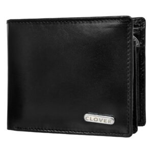 Men's Wallet, Full Grain Leather, Bi-Fold, 7 Card Slots with Coin Pocket, RFID Protected | Clover