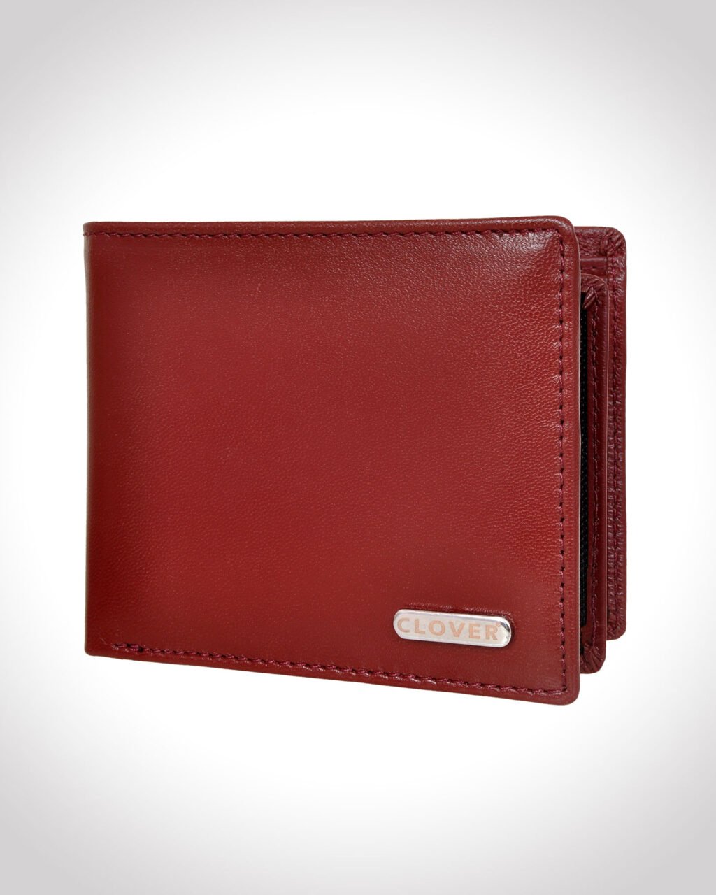 Men's Wallet, Full Grain Leather, Cherry, Bi-Fold, 7 Card Slots with Coin Pocket, RFID Protected | Clover