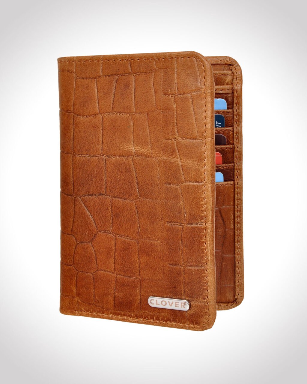 Men's Wallet, Full Grain Leather, Note Case, 10 Card Slots, 1 Passport Pocket, RFID Protected | Clover