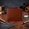 Men’s Wallet, Full Grain Leather, Bi-Fold, 3 Card Slots with Coin Pocket, RFID Protected | Clover