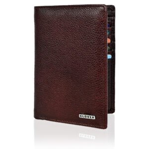 Men's Wallet, Full Grain Leather, Note Case, 10 Card Slots with 1 Zip Pocket, Passport Pocket, RFID Protected | Clover