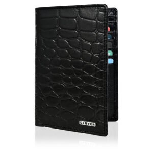 Men's Wallet, Full Grain Leather, Note Case, 10 Card Slots with 1 Zip Pocket, Passport Pocket, RFID Protected | Clover