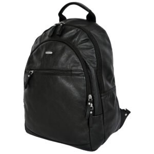 black bagpack premium leather