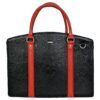 Oxford Premium Executive Laptop Bag, Black with Red, Full Grain Leather | Clover