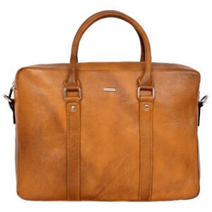 Premium Executive Laptop Bag, Yellow, Full Grain Leather | Clover