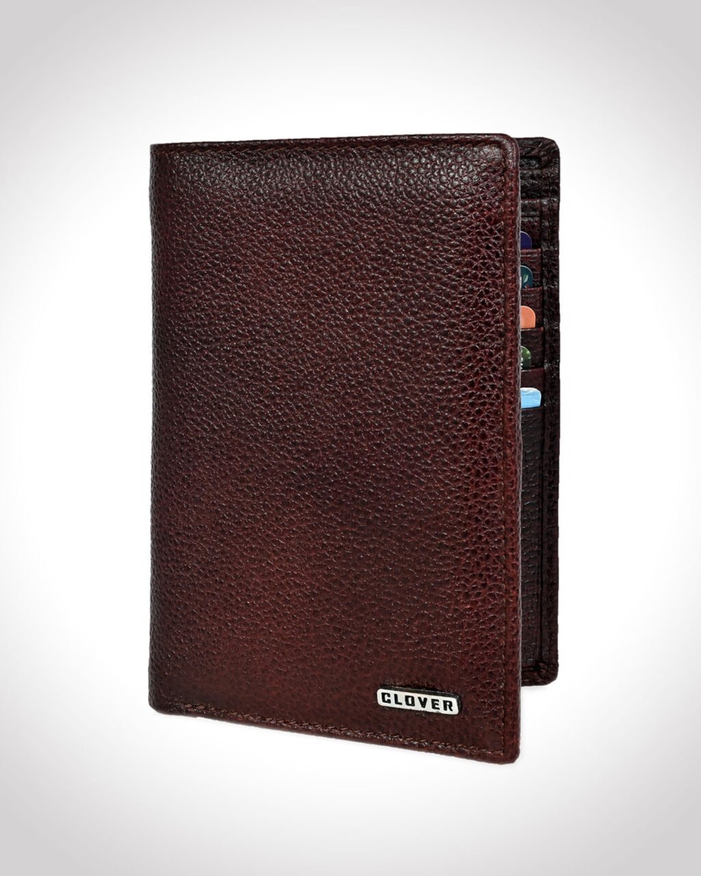 Men's Wallet, Full Grain Leather, Note Case, 10 Card Slots with 1 Zip Pocket, Passport Pocket, RFID Protected | Clover