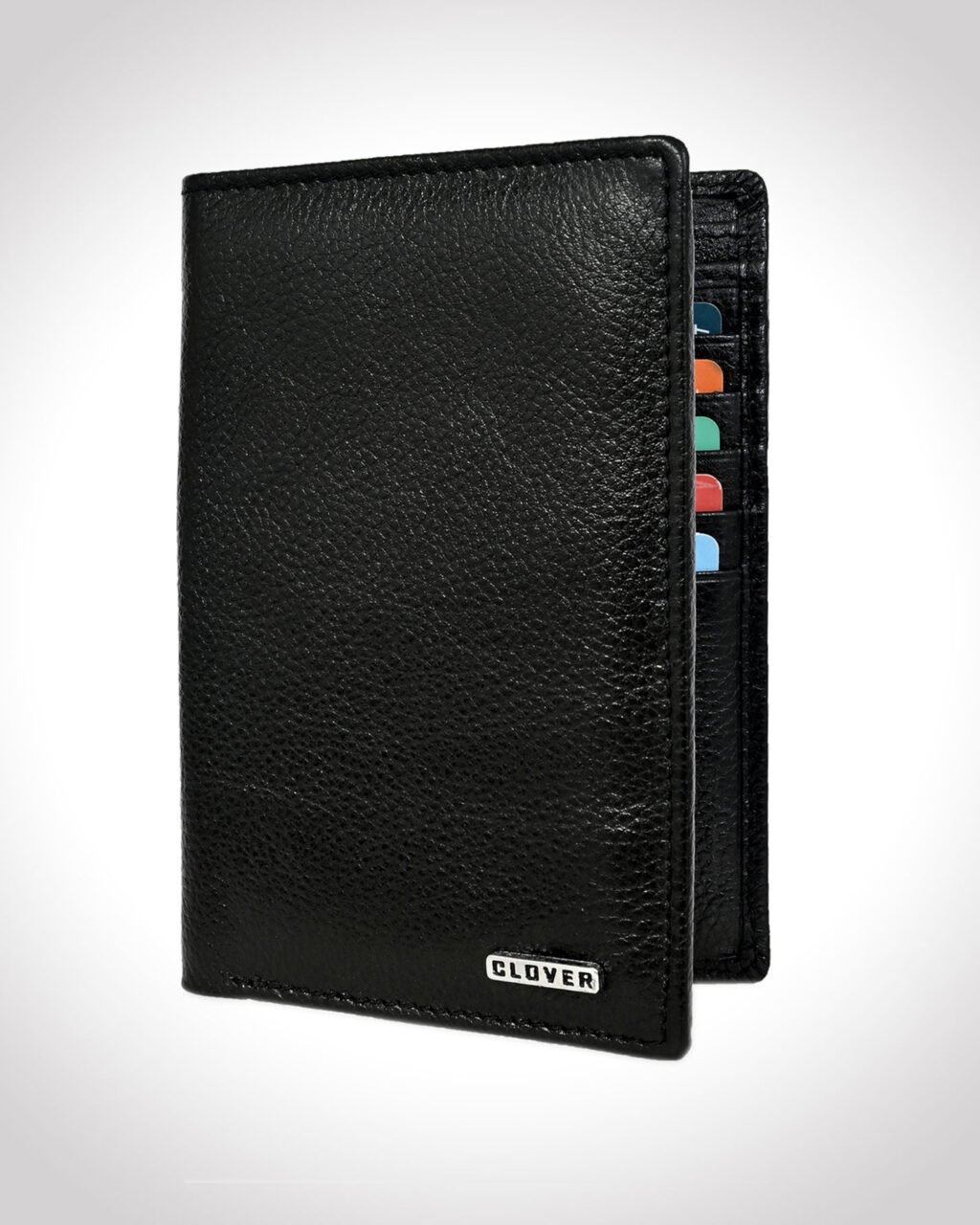Men's Wallet, Full Grain Leather, Note Case, 10 Card Slots with 1 Zip Pocket, Passport Pocket, RFID Protected | Clover