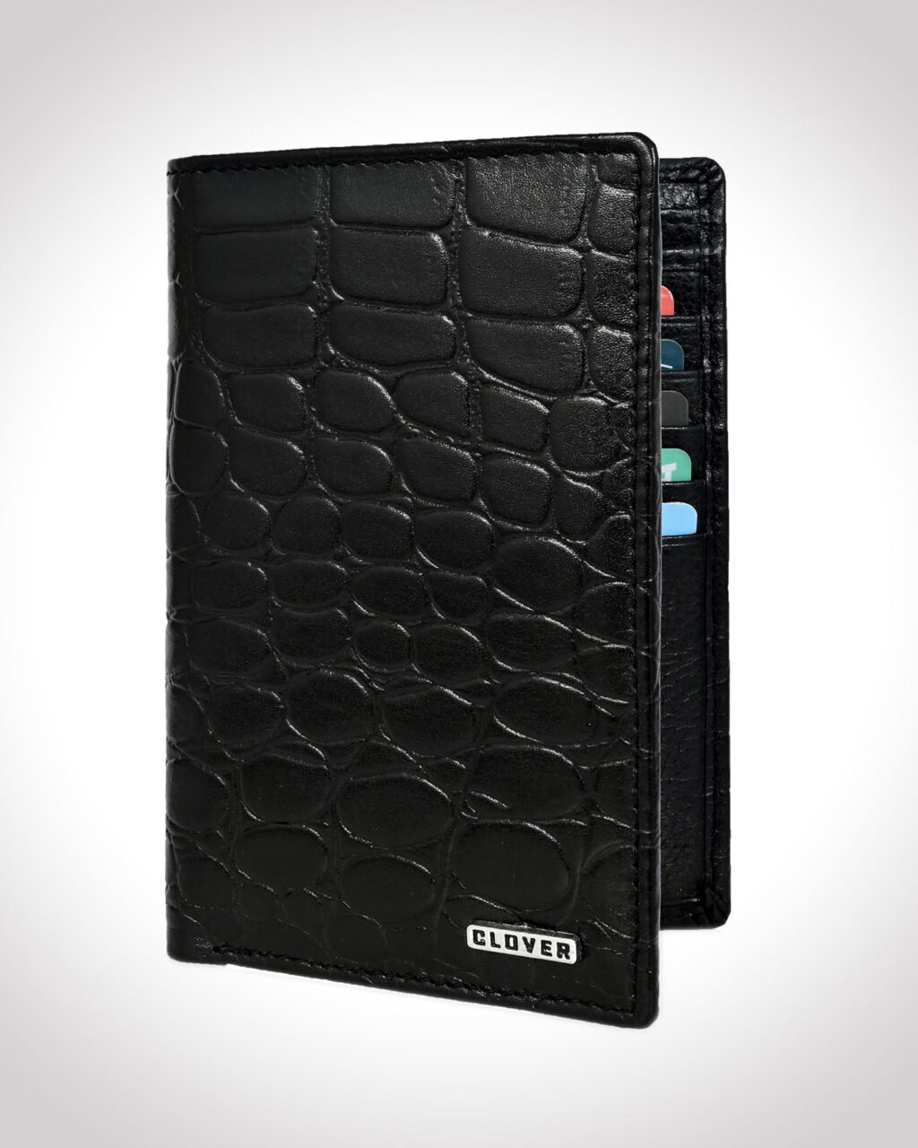 Men's Wallet, Full Grain Leather, Note Case, 10 Card Slots with 1 Zip Pocket, Passport Pocket, RFID Protected | Clover