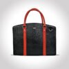 Oxford Premium Executive Laptop Bag, Black with Red, Full Grain Leather | Clover