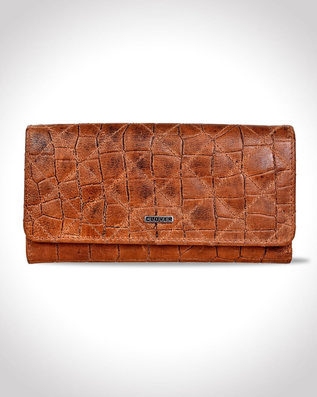 Bianca Quilted Ladies Clutch, Vintage, Waxy Top Grain Leather, Multiple Card Slots, RFID Protected | Clover