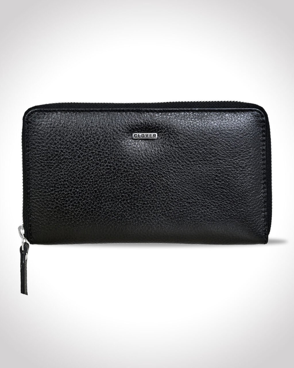 Marcella Ladies Clutch, Black, Full Grain Leather, Multiple Card Slots with Coin Pocket, RFID Protected | Clover