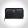 Fabrizia, Net Finish Black Ladies Clutch, Top Grain Leather, Multiple Card Slots with Coin Pocket, RFID Protected | Clover