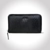 Fabrizia, Lizard Finish Black Ladies Clutch, Top Grain Leather, Multiple Card Slots with Coin Pocket, RFID Protected | Clover