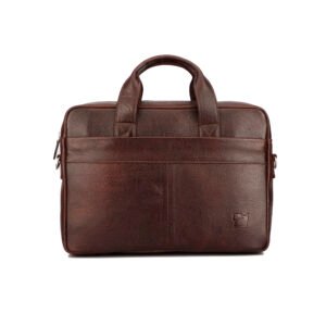 Premium Executive Laptop Bag, Brown Twotone, Full Grain Leather | Clover