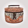 Premium Hand-Tooled  Full Grain Leather Makeup Organizer Box With Hair-On Leather