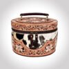 Premium Hand-Tooled  Full Grain Leather Makeup Organizer Box With Hair-On Leather