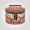 Premium Hand-Tooled  Full Grain Leather Makeup Organizer Box With Hair-On Leather