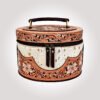 Premium Hair-on Gold Spotted Print Makeup Organizer Box With Hand-Tooling