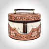 The Runway Hand-Tooled Leather Round Cosmetic and Travel Box
