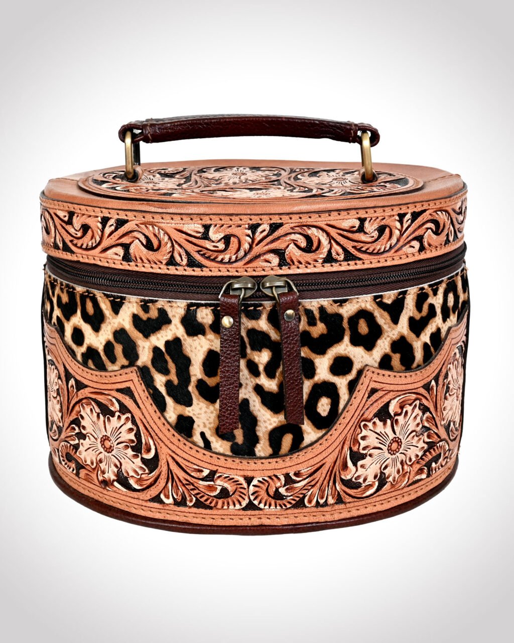 The Belle Hand-Tooled Leather Makeup Box